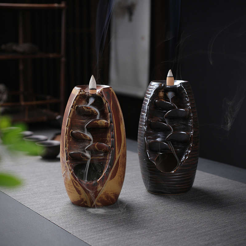 Porcelain Backflow Ceramic Cone Incense Burner Holder Buddhist Censer