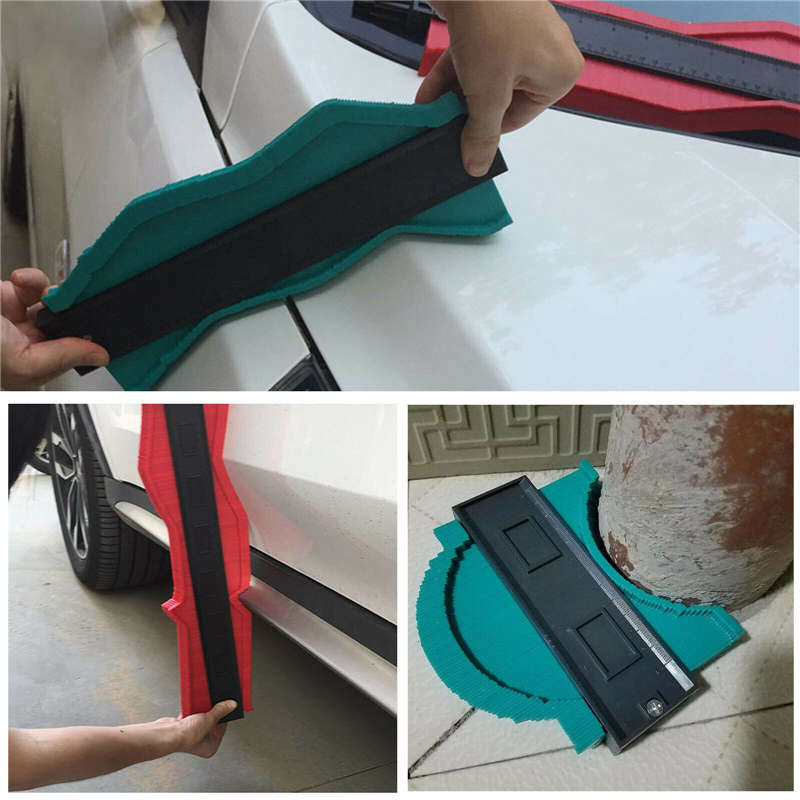 10'' Shape Contour Duplicator Profile Gauge Tiling Laminate Tiles Shaping Tool (Color Red)