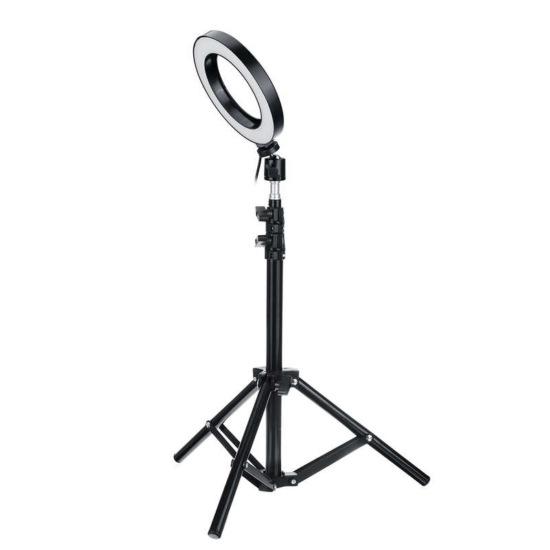 16cm 3200K-5500K Dimmable LED Fill Light Photography Ring Light with Phone Clip