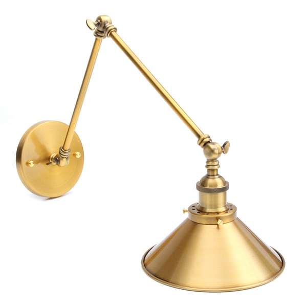 Vintage E27 Swing Arm Brass Wall Lamp Sconce Living Room Stair Restaurant Antique Light