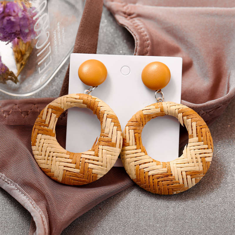 New African Hallow Braided Circle Earring Retro Style Ear Drop Earring For Women