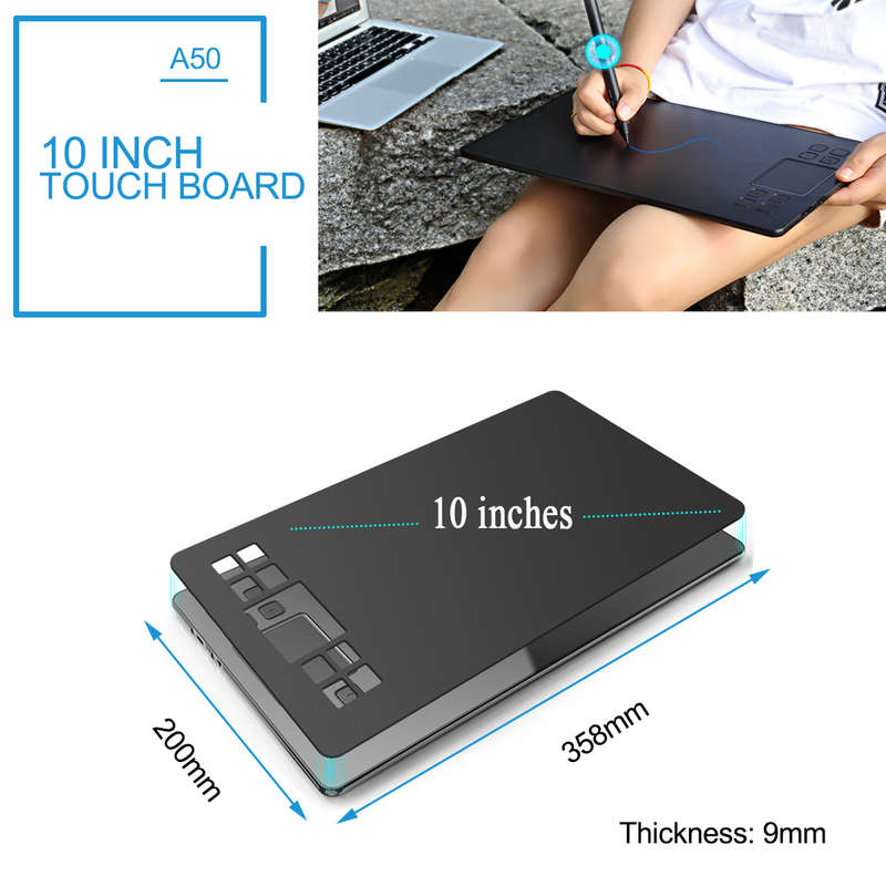 VEIKK A50 Graphics Drawing Tablet Digital Pen Tablet with 8192 Levels Passive Pen for Win and for Mac Drawing Board