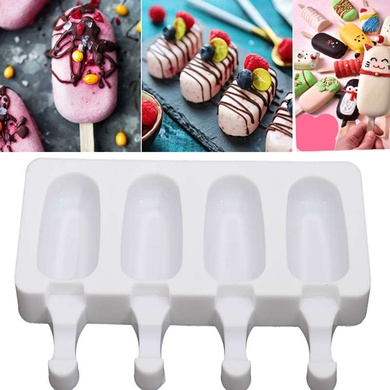4 Cell Silicone Frozen Ice Cream Mold Juice Popsicle Maker Ice