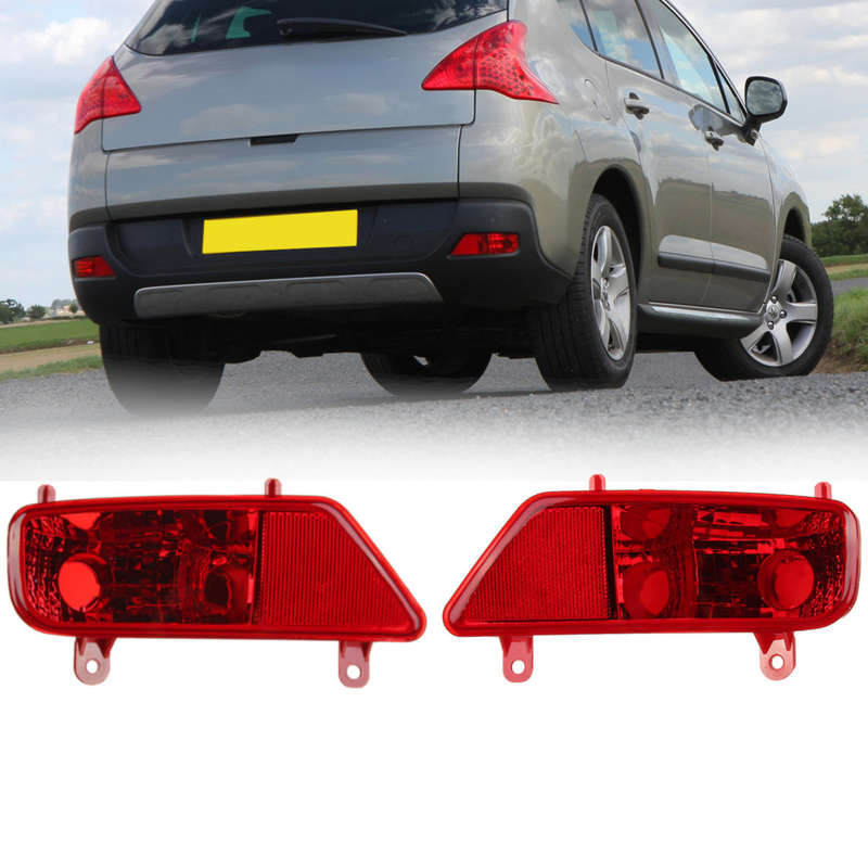 Pair Rear Bumper Fog Light Lamp Cover Red Left Right for PEUGEOT 3008 2009-2015