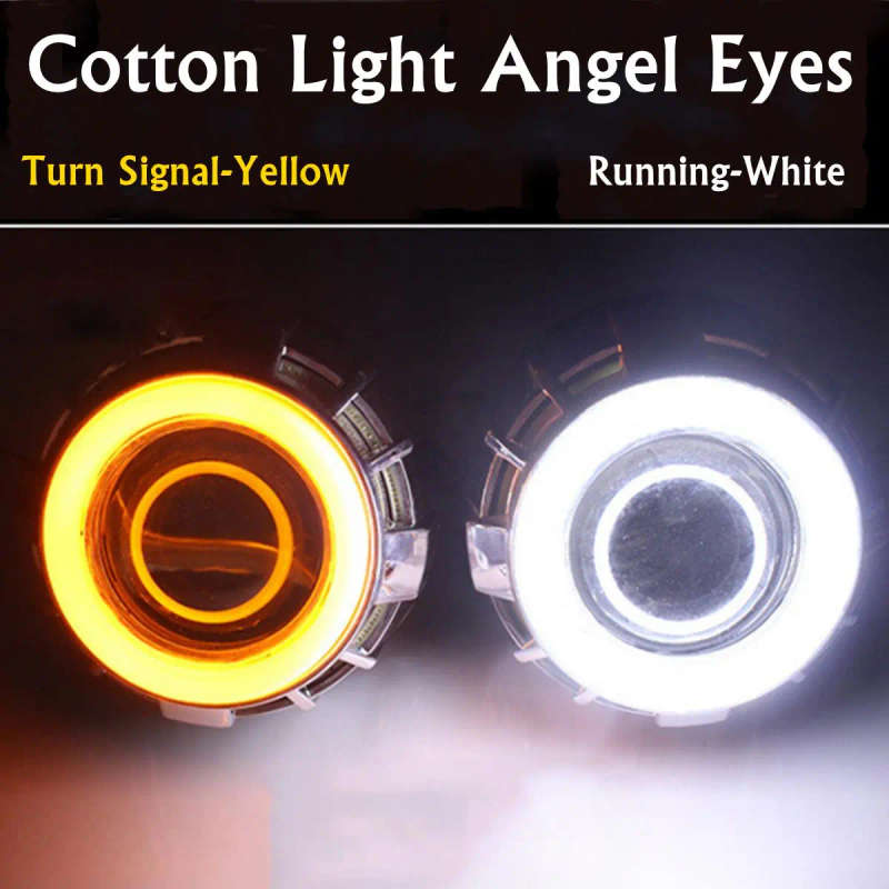 Pair 60/70/80/90/100/110mm 2835 LED Angel Eyes Lights Halo Ring DRL Turn Signal Light 