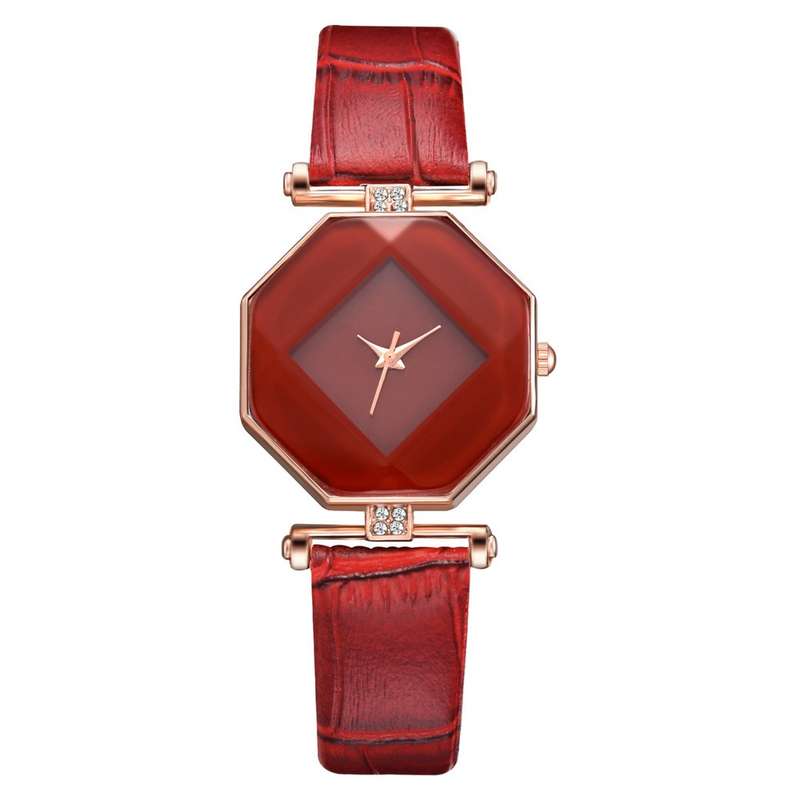 Fahion Diamond Mirror Watch Ladies Dress Ultra-thin Leather Women Quartz Watch (Color White)