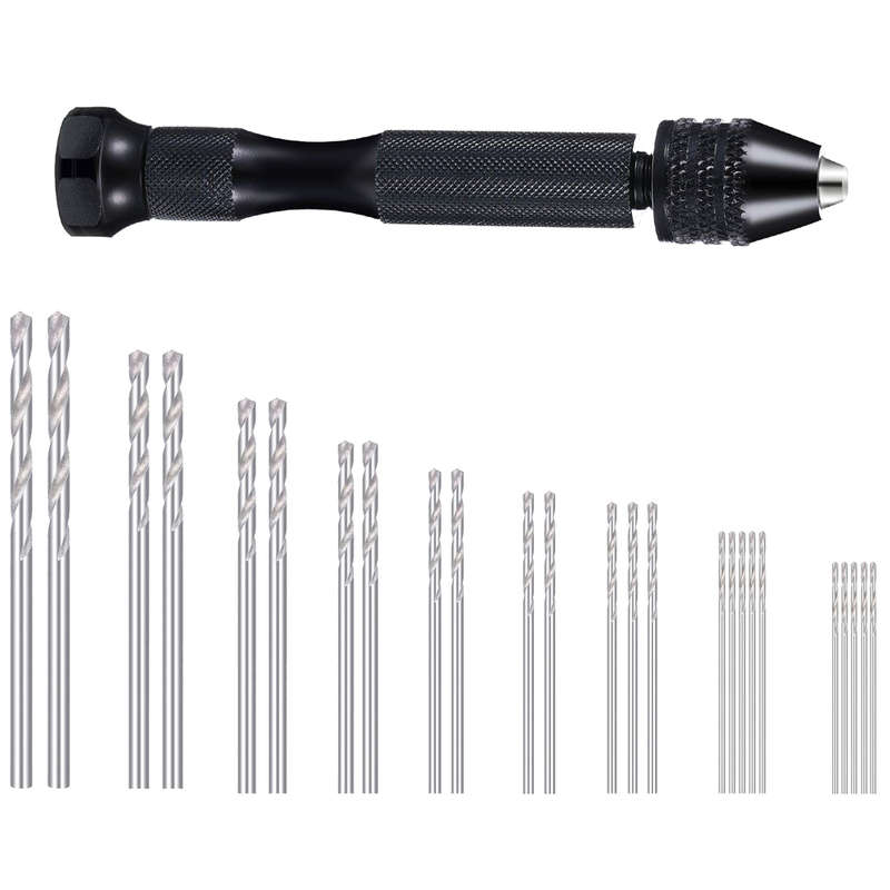 Drillpro 36 Pieces Hand Drill Set Include Pin Vise Hand Drill Mini Drills and HSS Drills