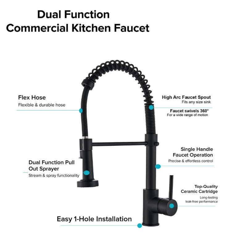 High Quality Matt Black Kitchen Pull Out Sink Faucet, Tap, Mixer - IN STOCK