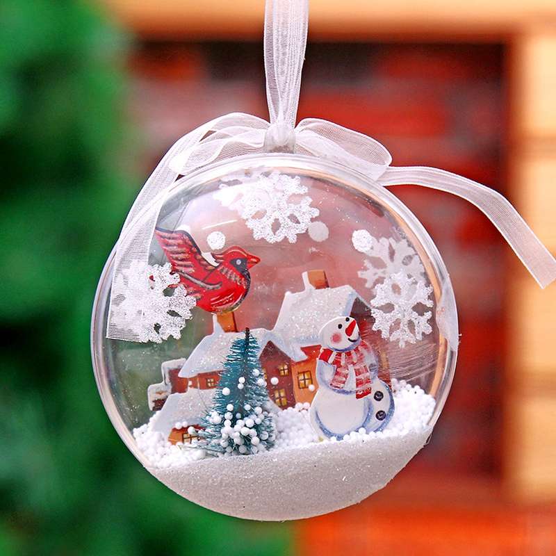 12pcs 60mm Clear Plastic Fillable Ball Xmas Ornament Great Kid Craft Project Decorations
