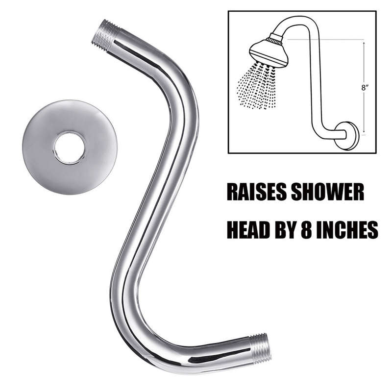 Stainless Steel High Rise Extension S-Curved Goose Neck Shower Extension Arm