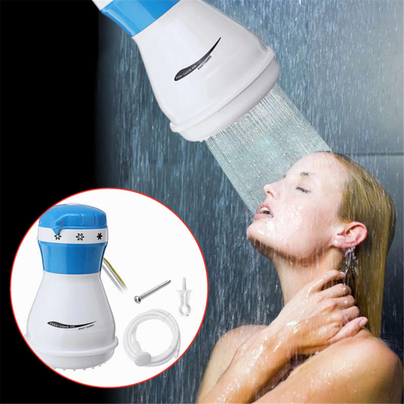 110V/220V Electric Shower Head Instant Water Heater With Hose Bracket 5400W