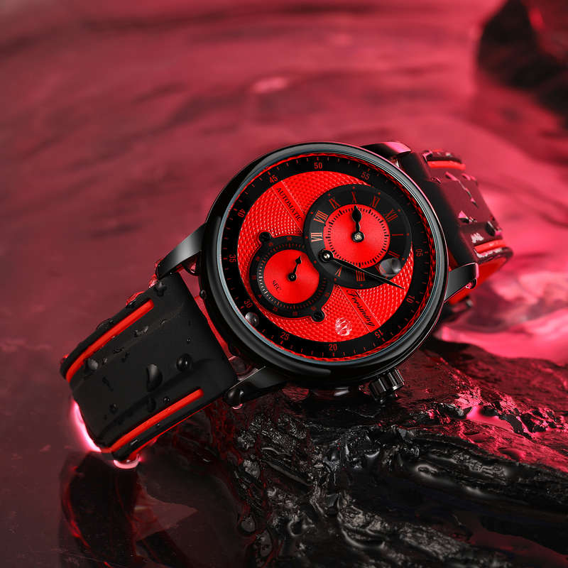 FORSINING FSG8203 Fashion Men Automatic Watch Creative Dial Leather Strap Mechanical Watch