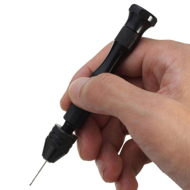 Drillpro Mini Aluminum Hand Drill with Keyless Chuck and 10 Twist Drills Rotary Tool