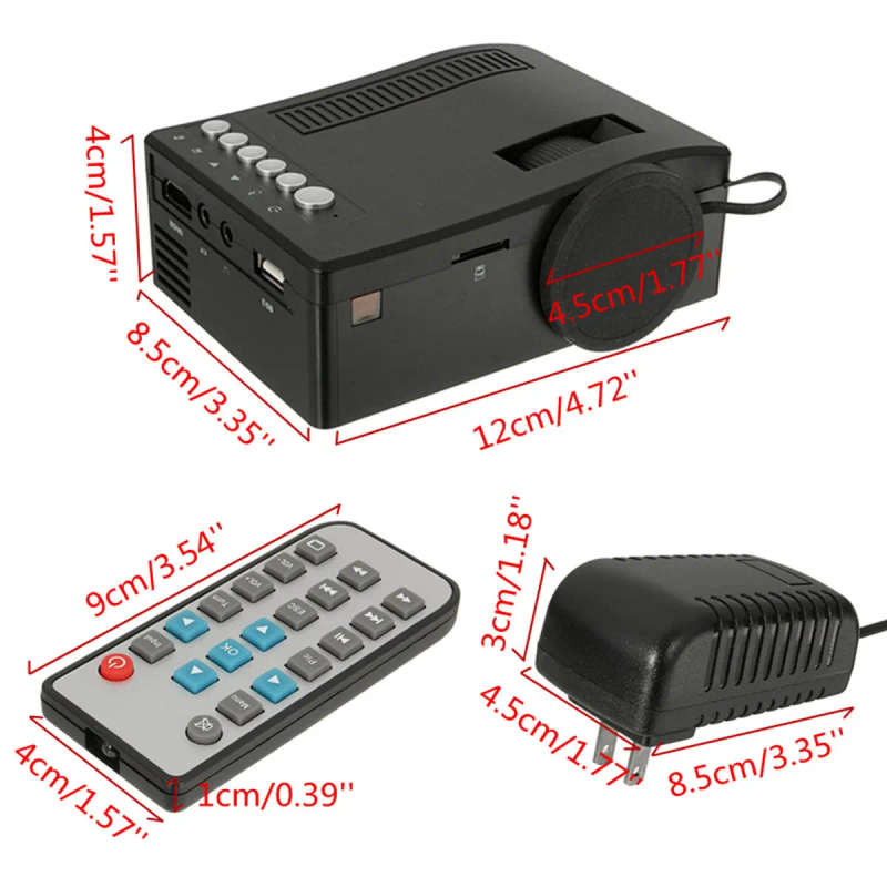 UNIC UC18 HD 400LM 1080P Mini LED Projector Multimedia Cinema USB TV HDMI Home Theater US