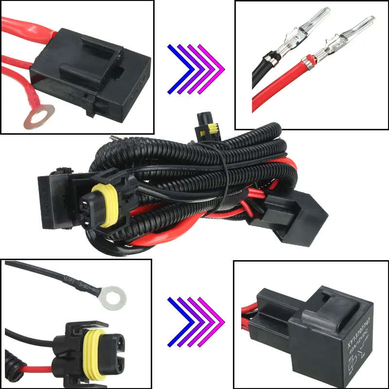 H11 880 Relay Wiring Harness For HID Conversion Kit Add-On Fog Lights LED DRL