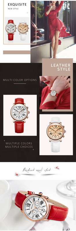 MEGIR 2058 Women Watch Luxury Roman Number Leather Strap Ladies Quartz Watch