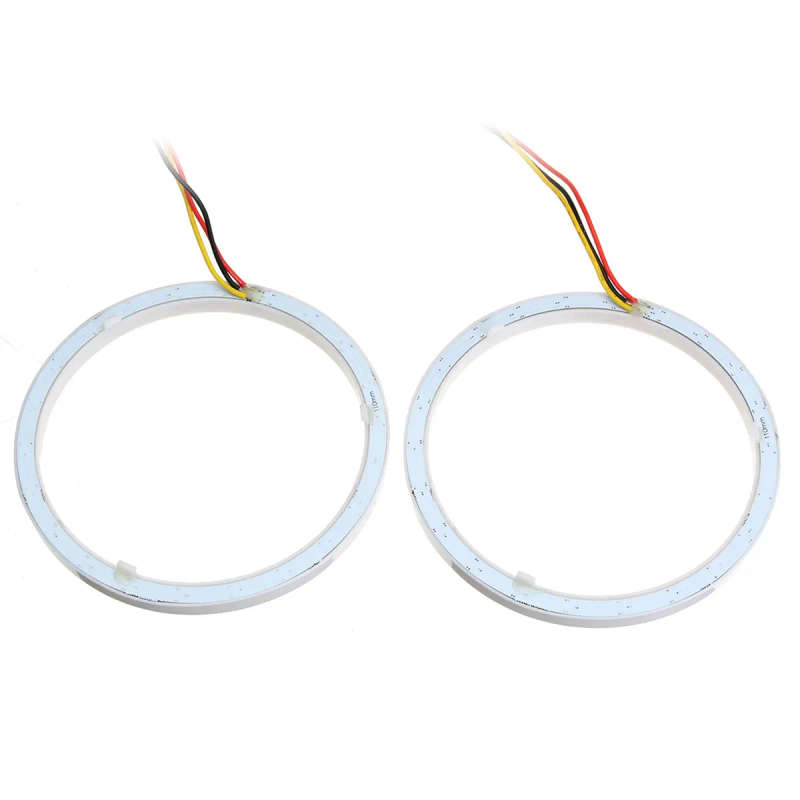 Pair 60/70/80/90/100/110mm 2835 LED Angel Eyes Lights Halo Ring DRL Turn Signal Light 