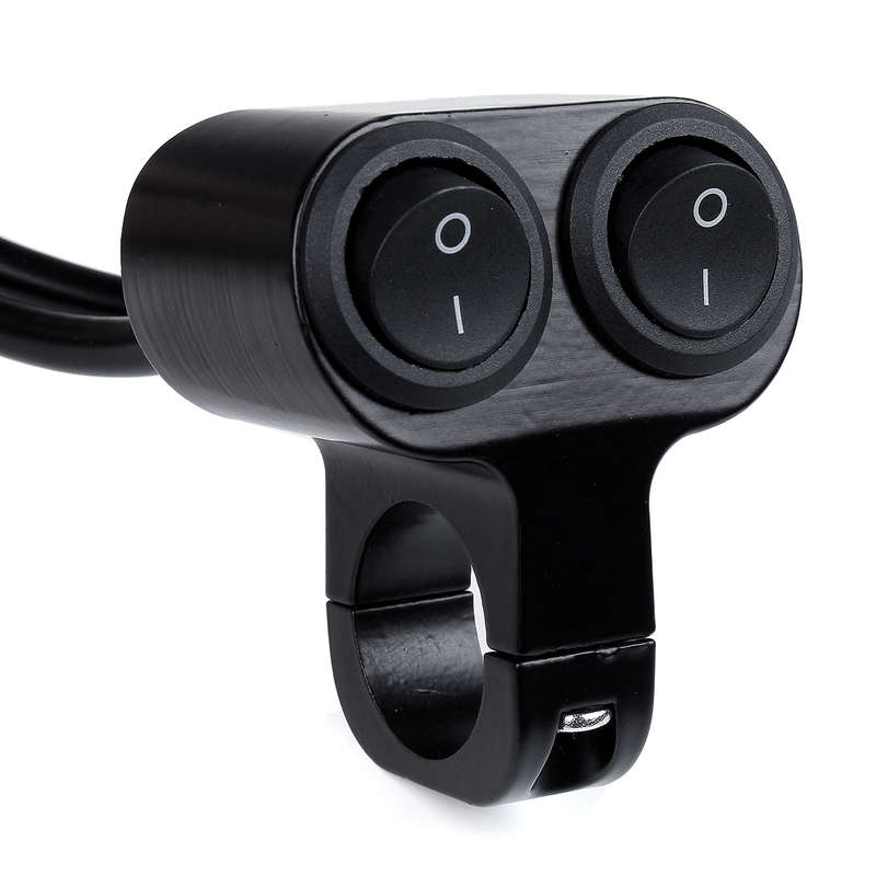 12V 7/8 Inch 22mm Motorcycle Handlebar Double Switch Aluminum Alloy Waterproof Light