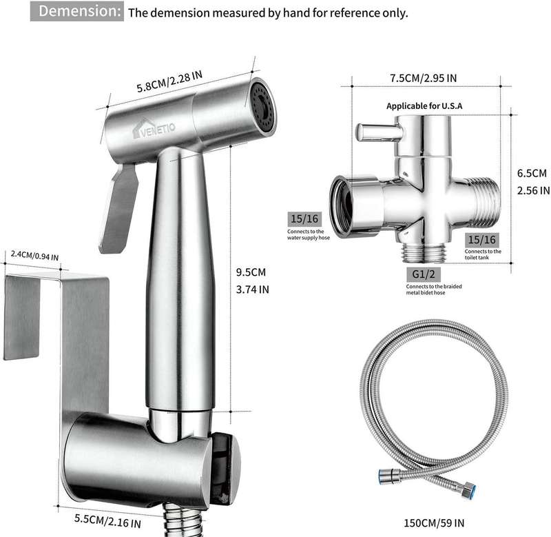 304 Stainless Steel Handheld Bidet Sprayer for Toilet with Anti-leaking Hose Toilet Wall Mounted Mul