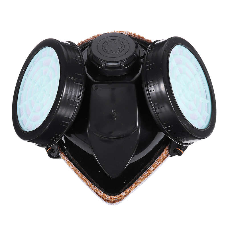 2 in 1 Gas Mask Double Filter Anti Gas Chemical Pesticide Respirator 300Hours Used