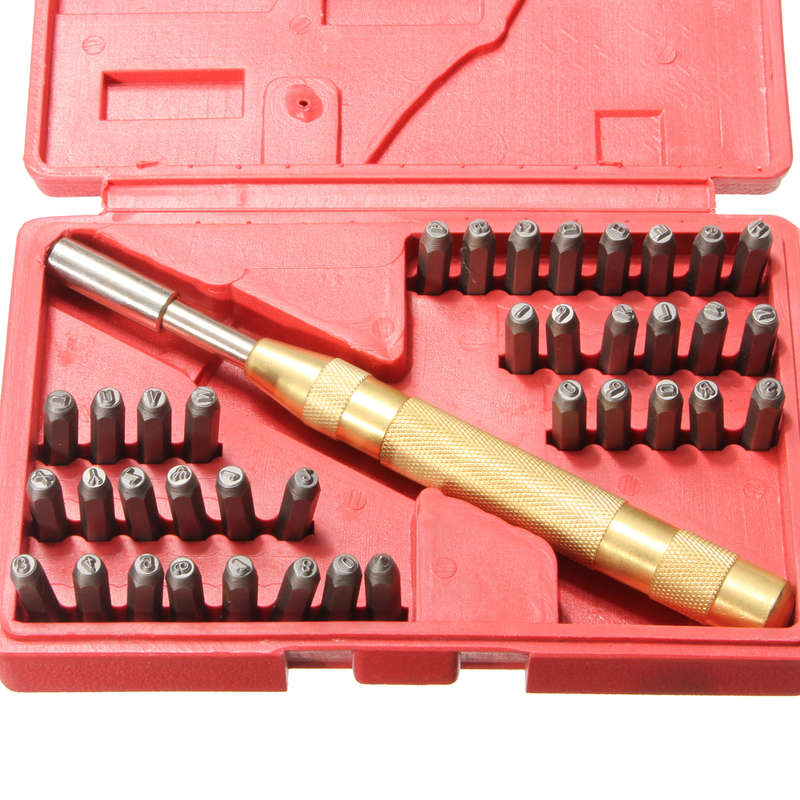 38Pcs Steel 1/8inch Number Letters Hand Stamp Set Kit for Soft Metal Punch