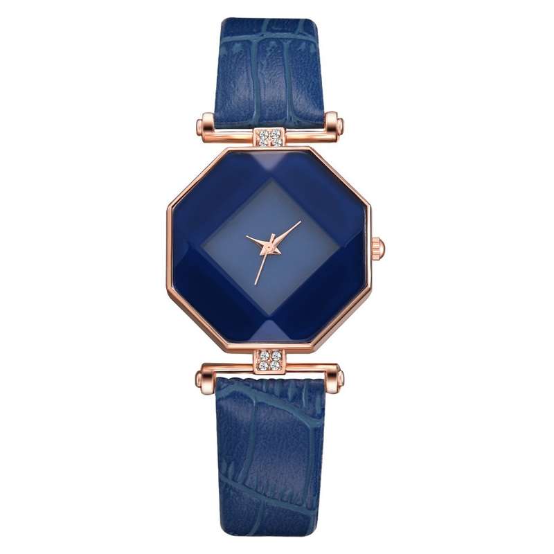 Fahion Diamond Mirror Watch Ladies Dress Ultra-thin Leather Women Quartz Watch (Color White)