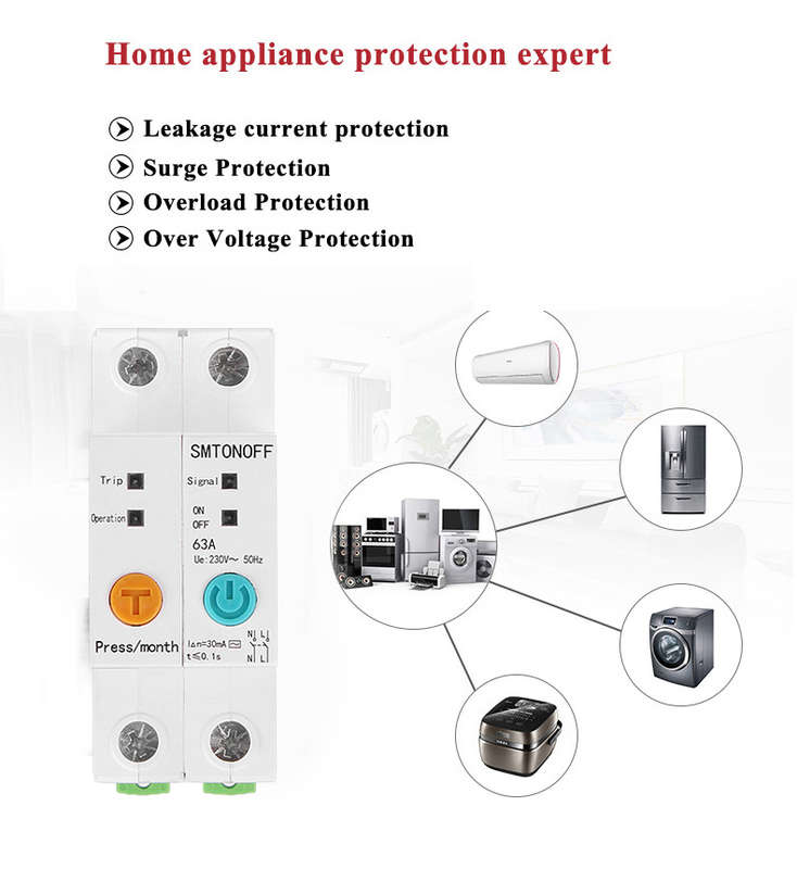 2P 63A eWelink Single Phase Din Rail WIFI Smart Switch Energy Meter Leakage Protection Remote Read KWh Meter Wattmeter Works with Alexa Google