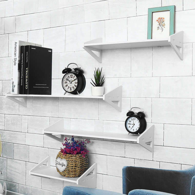 1 Piece Wall-mounted Storage Shelf Rack Punch Free Wall Hanging Bookshelf Home Decoratio...-(Size S)