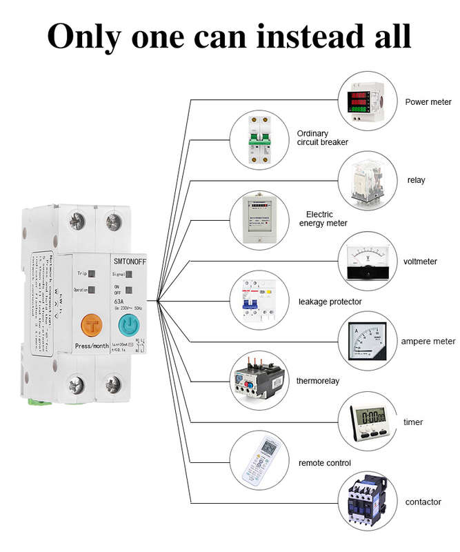 2P 63A eWelink Single Phase Din Rail WIFI Smart Switch Energy Meter Leakage Protection Remote Read KWh Meter Wattmeter Works with Alexa Google