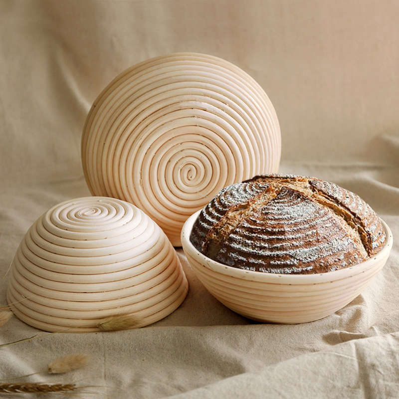 Round Banneton Brotform Rattan Basket Bread Dough Proofing Rising Loaf Proving 4 Sizes (Size #3)