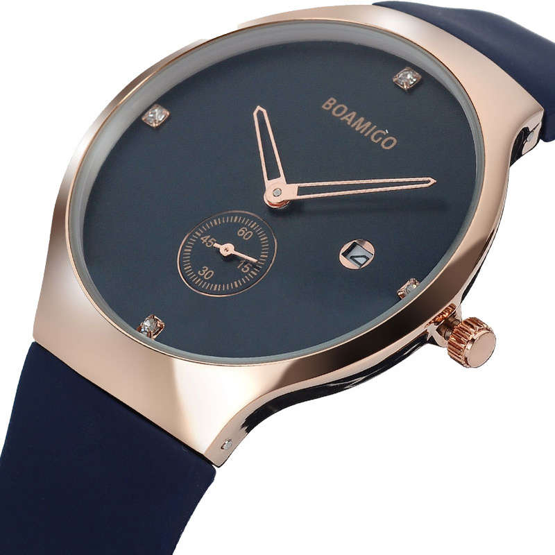 BOAMIGO 5013 Ultra Thin Date Display Men Wrist Watch Fashionable Quartz Watches