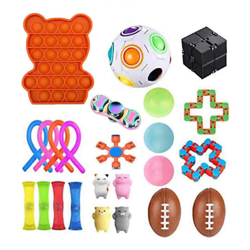 Fidget Toys Sensory Set Anti Stress Fidget Bubble Dice Magic Cube Top Decompres