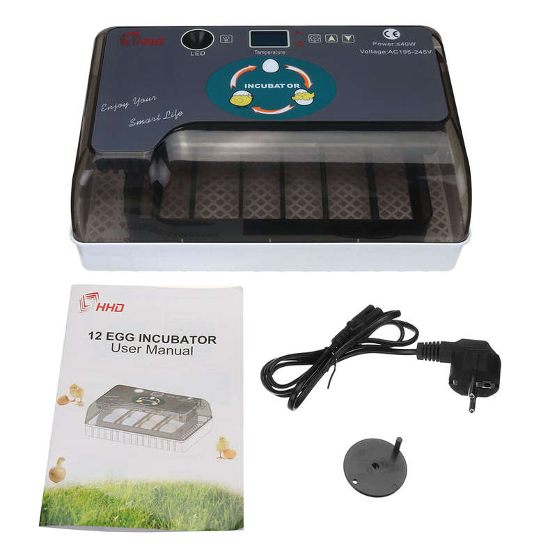 Incubators for Hatching Eggs 12Pc Eggs Digital Household Micro Mini Incubator fo (Plug 220V EU Plug)
