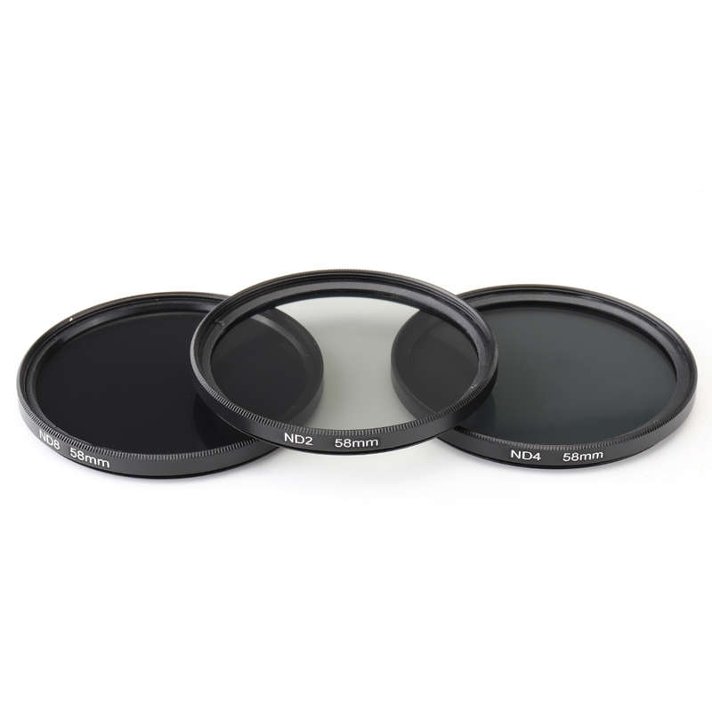 ND2/4/8 49/52/55/58/62/67/72/77mm Lens Filter Storage Bag Lens Hood Cap Blower Brush Kit (Size 55mm)