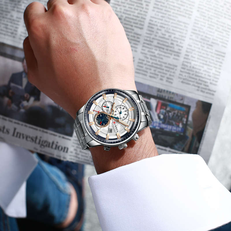 CURREN 8362 Full Steel Business Style Men Wrist Watch Luminous Display Quartz Watch