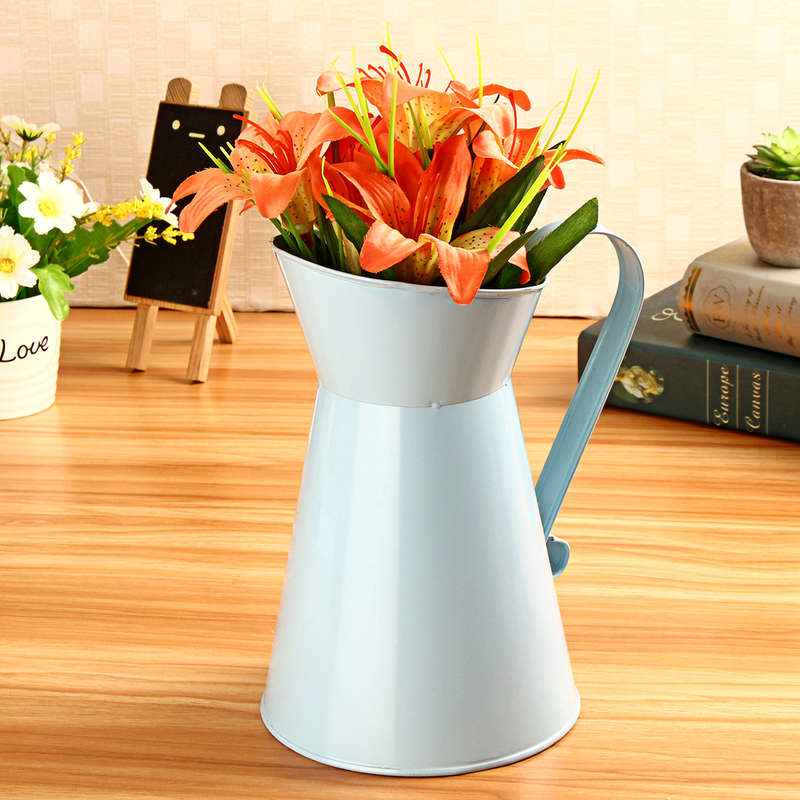 8 Inch Vintage Shabby Colorful Flower Vase Pitcher Jug Holder Wedding