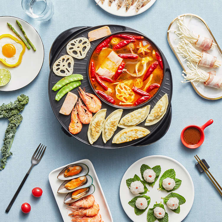 LIVEN 1300W Electric Grill with Hot Pot from Xiaomi Youpin Non-stick 3 Gear Adjustment