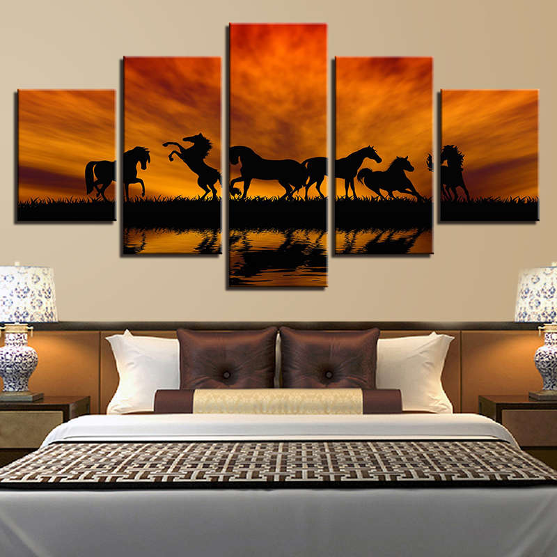 5PCS Large Huge Modern Wall Art Oil Painting Picture Print Unframed Home Decor Wall Sticker