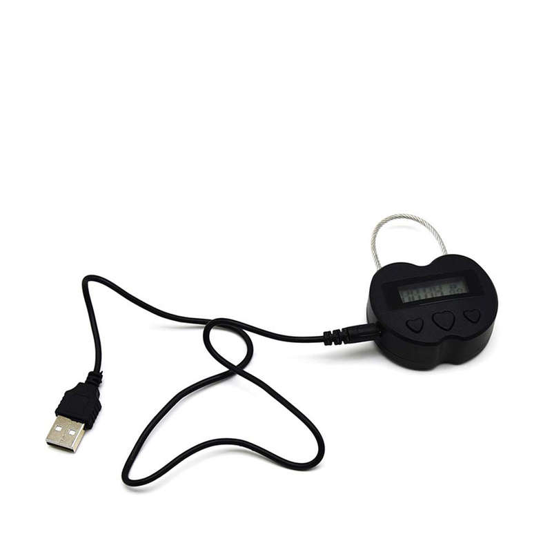 USB Rechargeable Time out Padlock Max Timing Lock Digital Timer Alarming Padlock w/ L (Color1 Black)