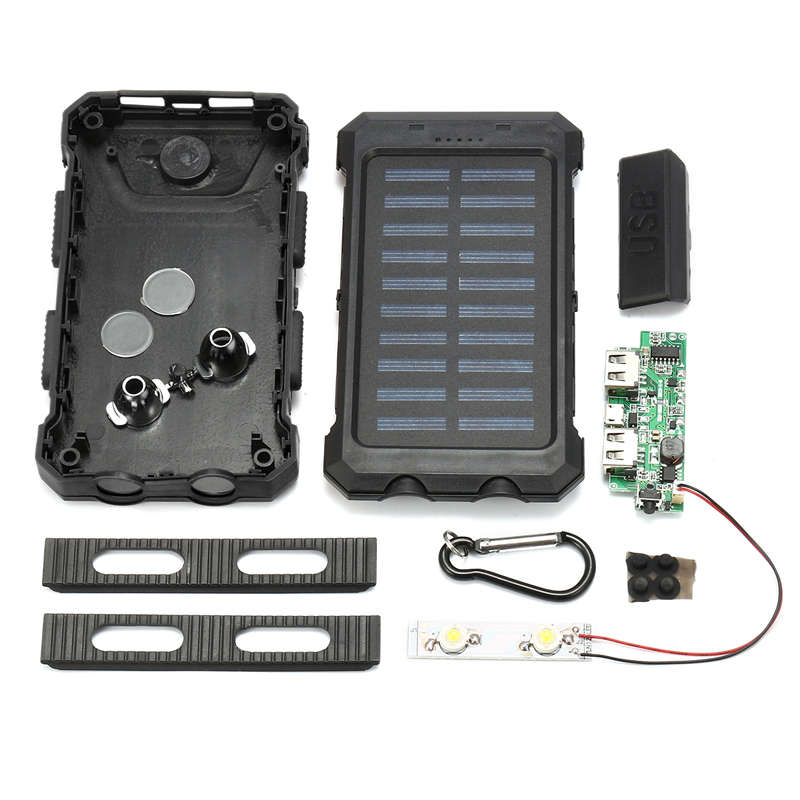 Electric Charging Solar Power Bank Case 2 LED Dual Ports Waterproof Power Bank For S (Color1 Orange)