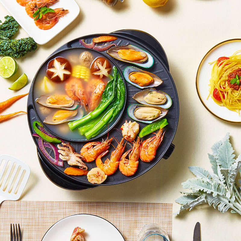 LIVEN 1300W Electric Grill with Hot Pot from Xiaomi Youpin Non-stick 3 Gear Adjustment