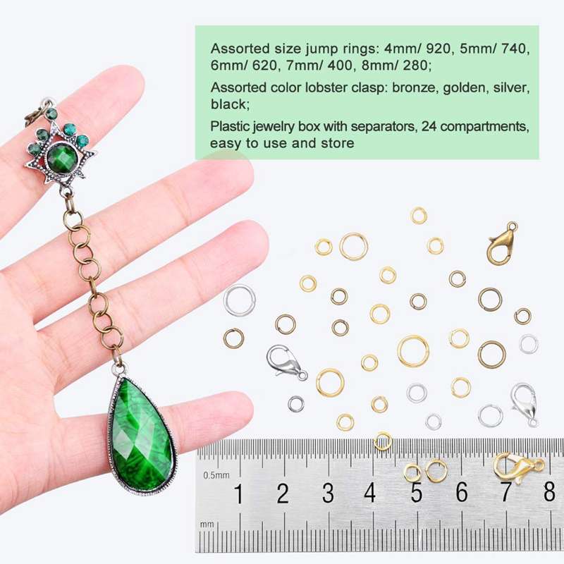 3143Pcs DIY Jewelry Findings Jewelry Making Starter Kit With Open Jump Rings Lobster Clasps, Jewelry