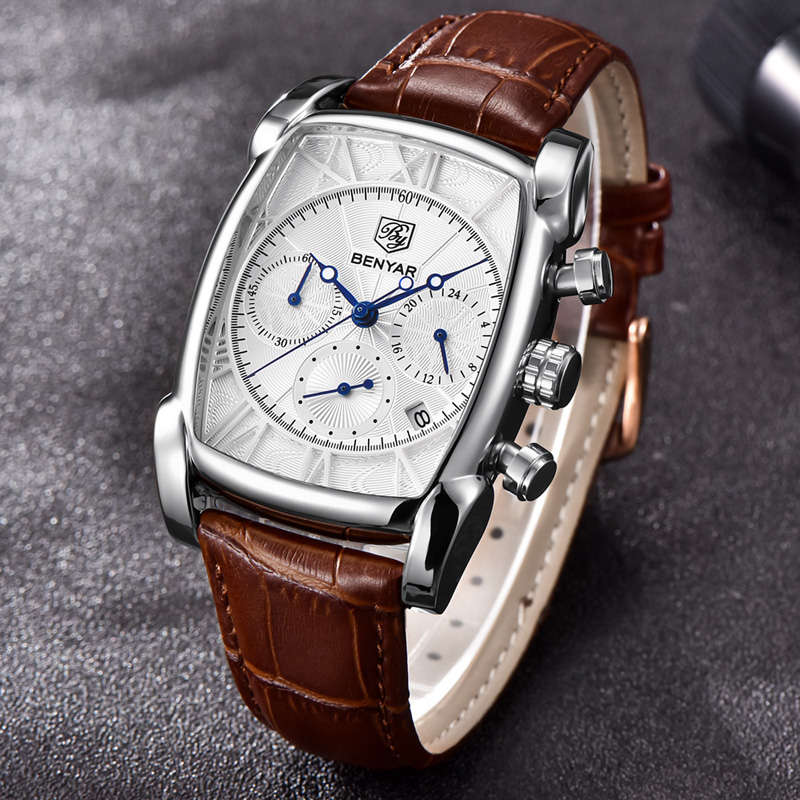 BENYAR 5113M Business Men Watch 3ATM Waterproof Date Display Leather Strap Quartz Watch