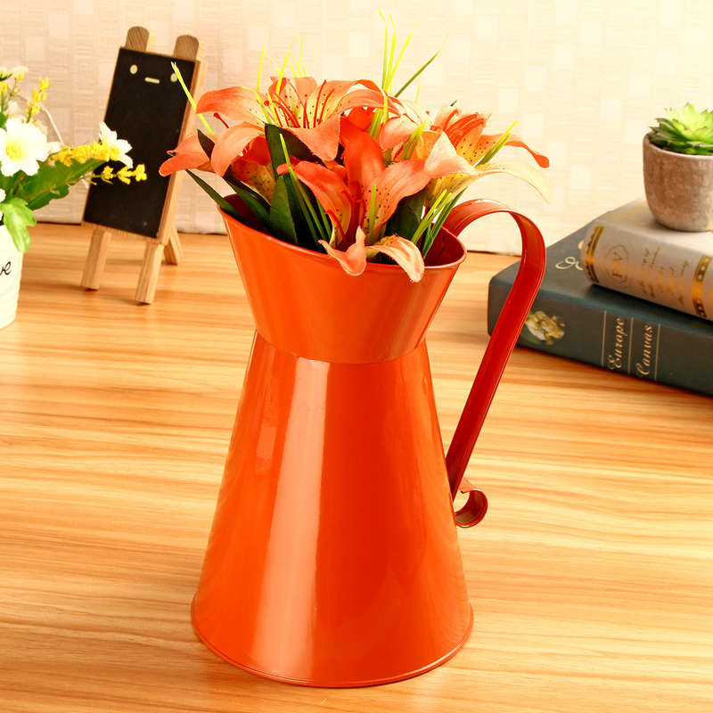 8 Inch Vintage Shabby Colorful Flower Vase Pitcher Jug Holder Wedding