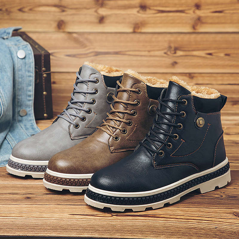 Men Warm Plush Lining Casual Round Toe Soft Sole Business Ankle Boots