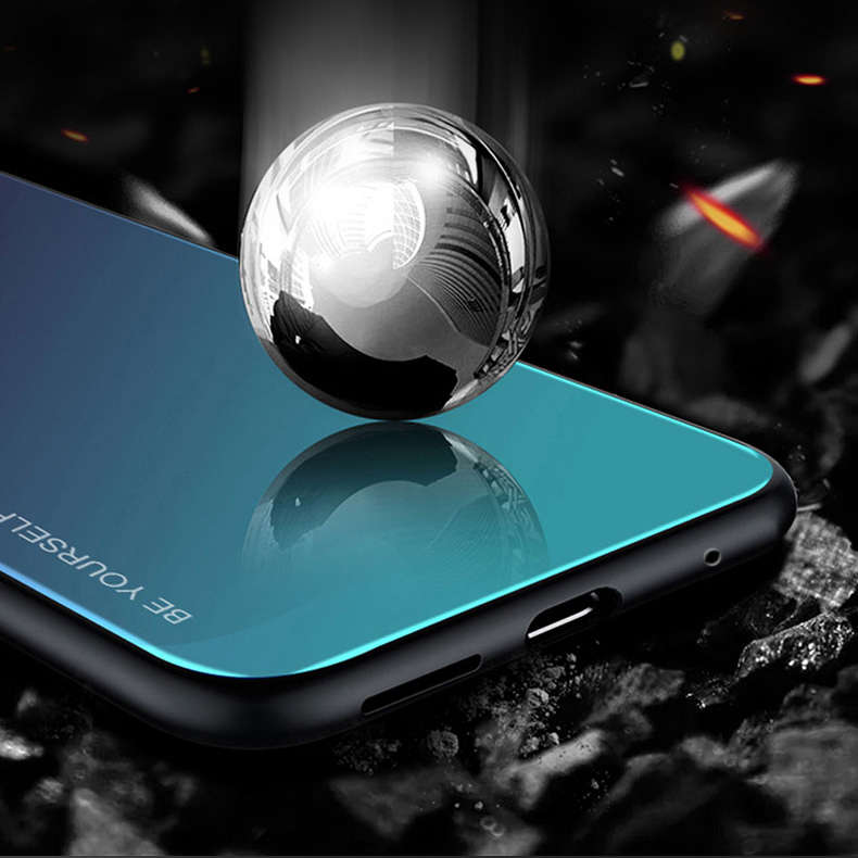 Bakeey OnePlus 7T Case Gradient Color Anti-scratch Shockproof Tempered Glass Protective Case