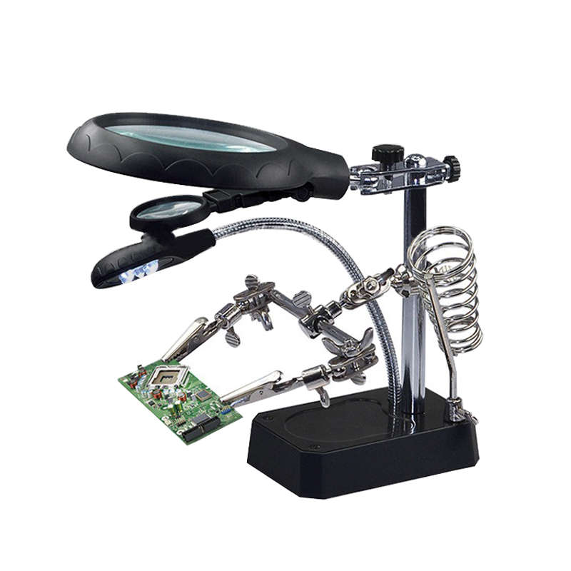 Magnifier + led + iron stand + helping hands usb mg16129-c-u