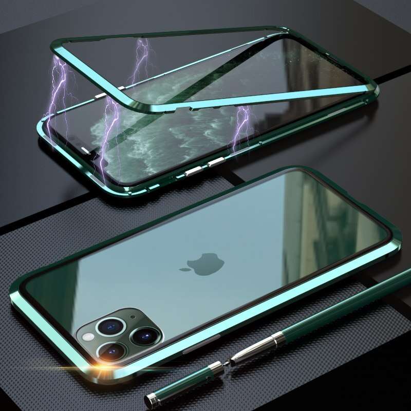 Bakeey Luxury Magnetic Adsorption Metal Back Tempered Glass Protective Case for iPhone 11 Pro Max 6.
