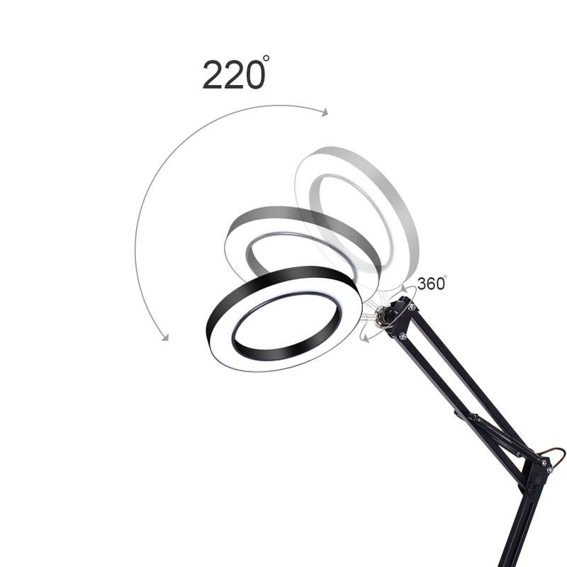Daniu Lighting Led 5X 740Mm Magnifying Glass Desk Lamp With Clamp Hands Usb-Powered Led Lamp Magnifi
