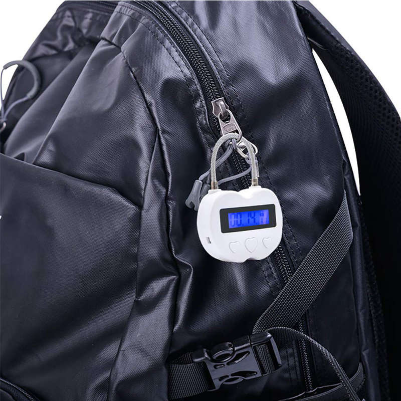 USB Rechargeable Time out Padlock Max Timing Lock Digital Timer Alarming Padlock w/ L (Color1 Black)